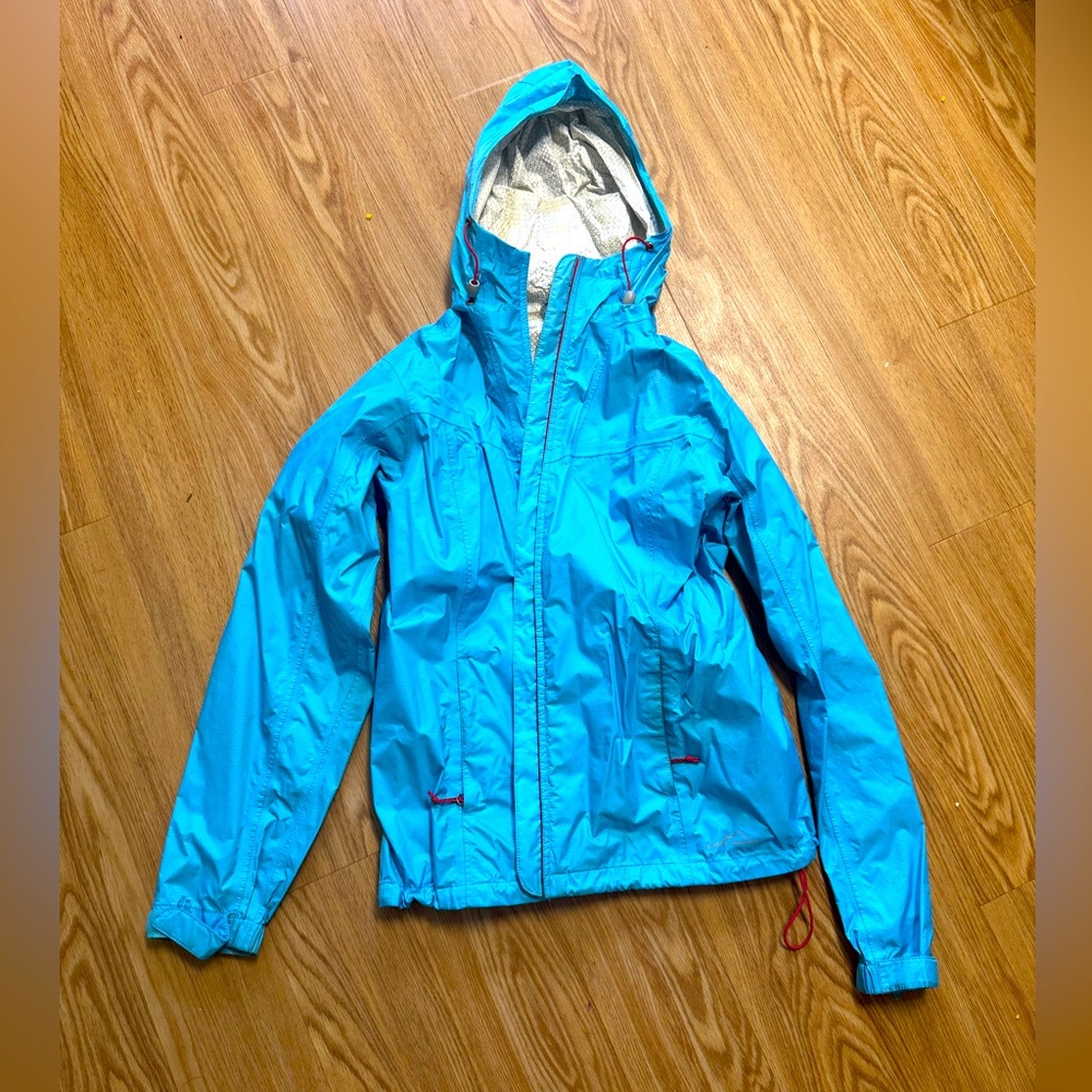 Eddie Bauer Sky Blue Windbreaker with Crimson Details
